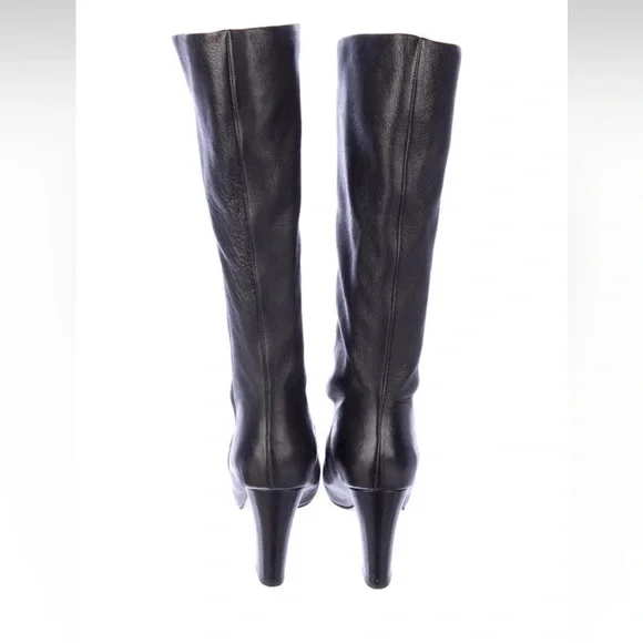 Chloé Knee High Black Leather Heeled Boots